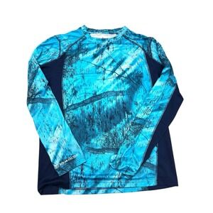 Habit Solar Factor 40+ Long Sleeve Fishing Sun Shirt Mens Sz M Blue RealTree